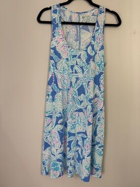 Lilly Pulitzer Melle Dress Blue Haven Pop Up Into The Deep Size Large in VGUC